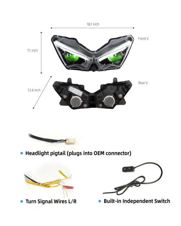 ヘッドライト Kawasaki ZX-6R 19-23年年 カスタムヘッドライト Gen2 カスタムヘッド