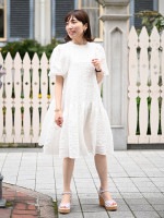 23チェックエンボスワンピース