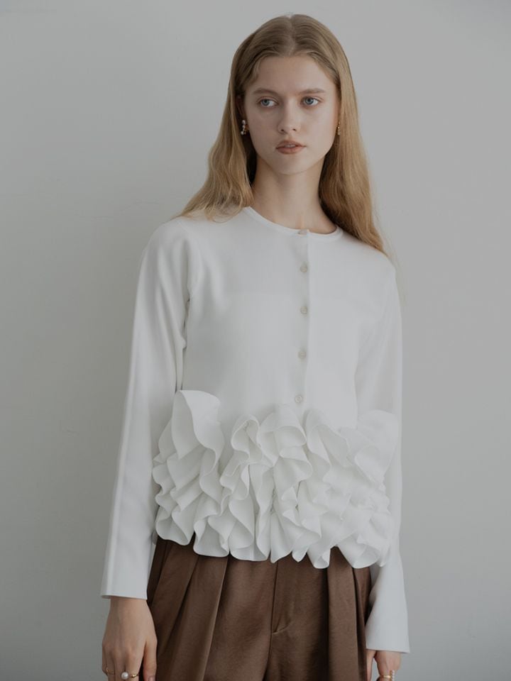 トレフルプラスワン ワッフル トップス ホワイト TREFLE+1(トレフルプラスワン) |