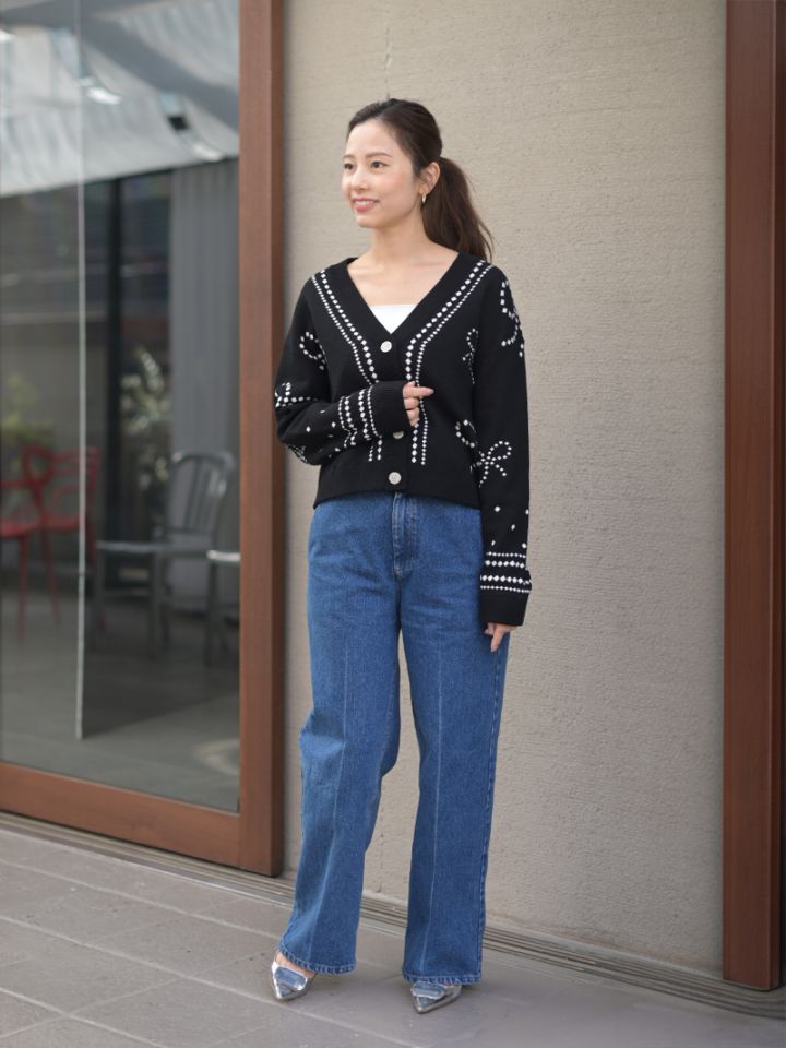 リボンジャガードカーディガン | Cardigan,長袖 | | TREFLE＋1