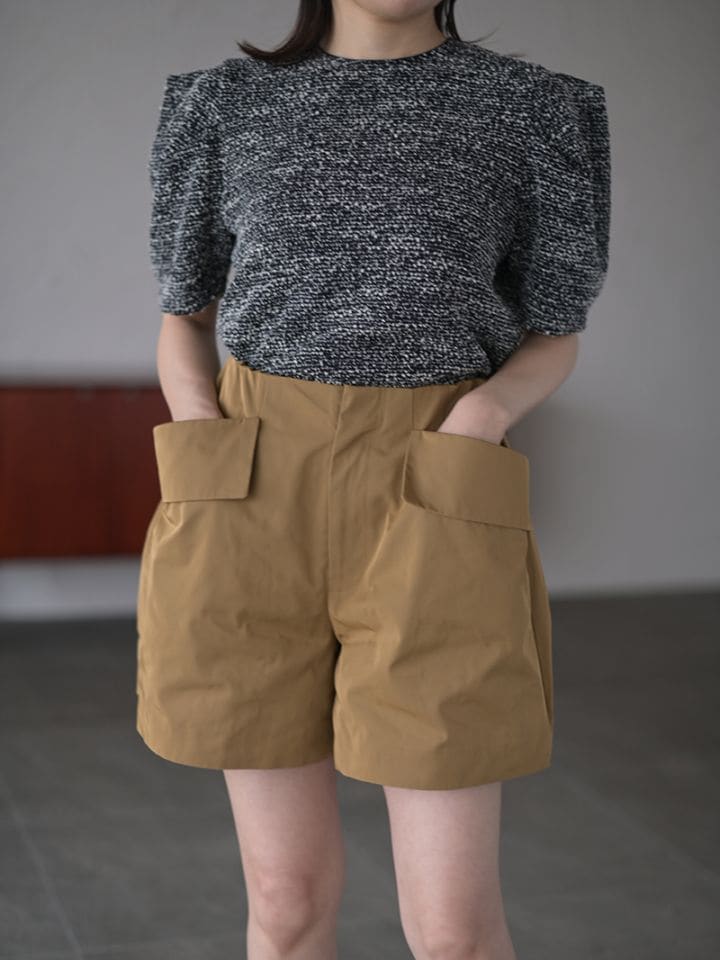 メモリーギャバショートパンツ(BEIGE/BLACK) | Bottoms,ショート