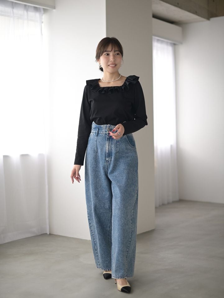 ラッフルフリルトップス(BLACK) | Tops | | TREFLE＋1（トレフルプラス