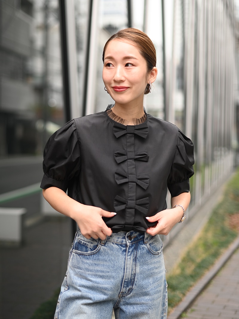 トレフルプラスワン ブラウス プチリボンブラウス | Tops,ブラウス | | TREFLE+1(トレフル