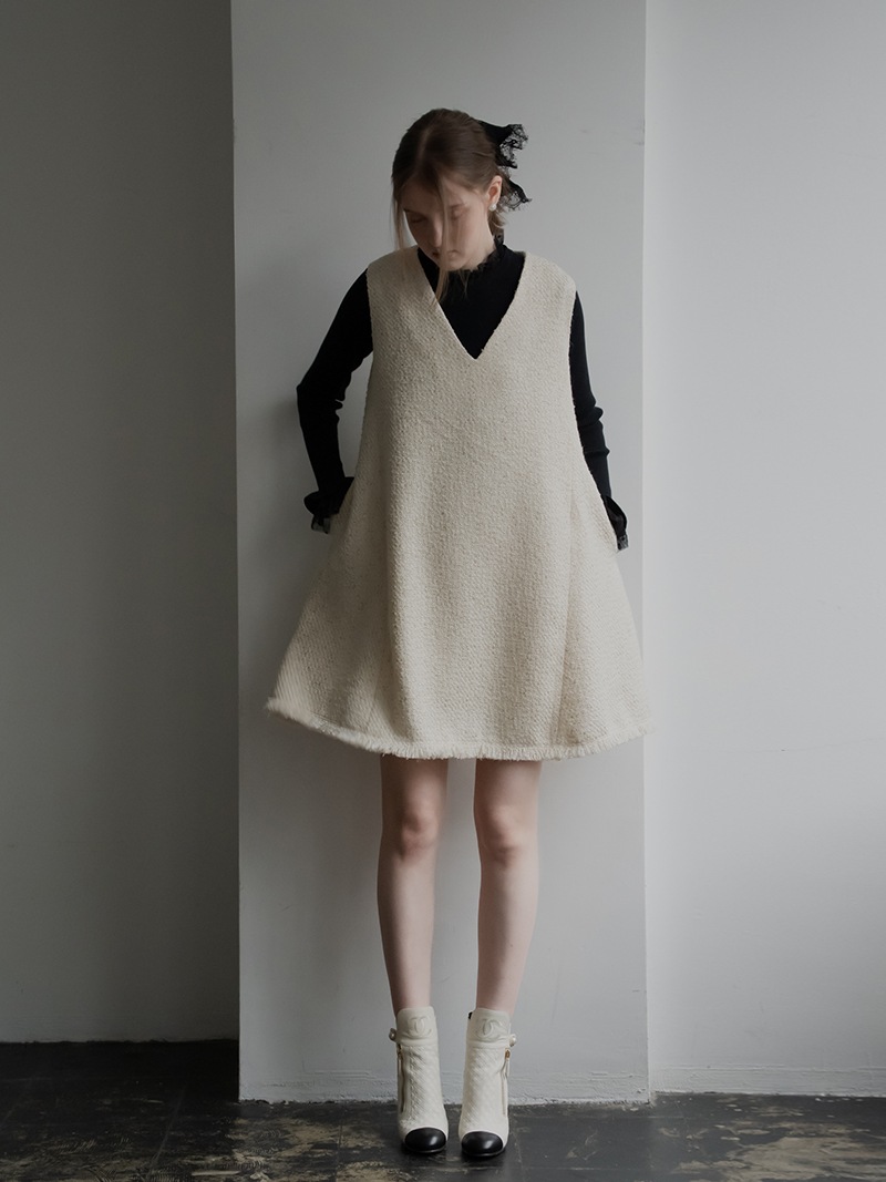 【新品】TREFLE+1 リリーワンピース～ノースリーブ ツイードワンピース | Onepiece,ノースリーブ | | TREFLE＋1（トレフル