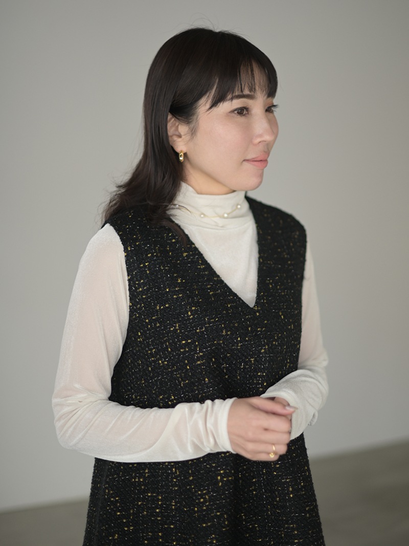 トレフルプラスワン　ツイードワンピース　ブラック ツイードワンピース | Onepiece,ノースリーブ | | TREFLE＋1（トレフル