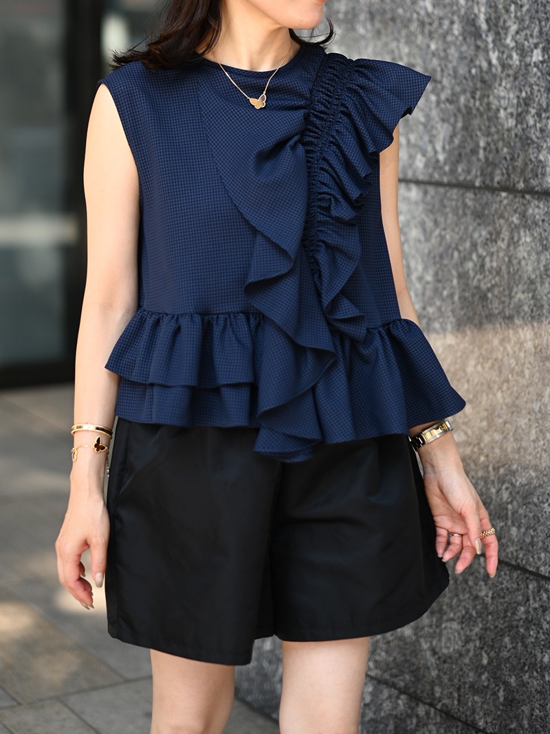 アシメフリルトップス(CHECK) | Tops,トップス | | TREFLE＋1