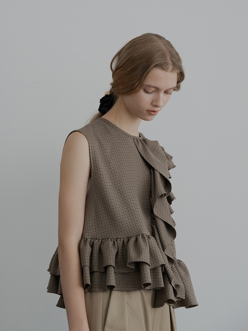 アシメフリルトップス(CHECK) | Tops,トップス | | TREFLE＋1