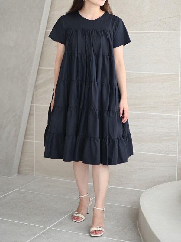 trefle+1 ドットフェアリーワンピースnavy長袖（short） trefle+1 ドットフェアリーワンピースnavy長袖（short）