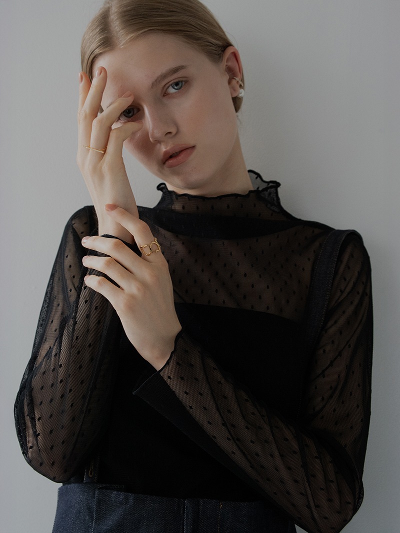 trefle+1 トレフル シアードットフェアリートップス ブラック ドットシアートップス | Tops,Tシャツ | | TREFLE＋1（トレフル