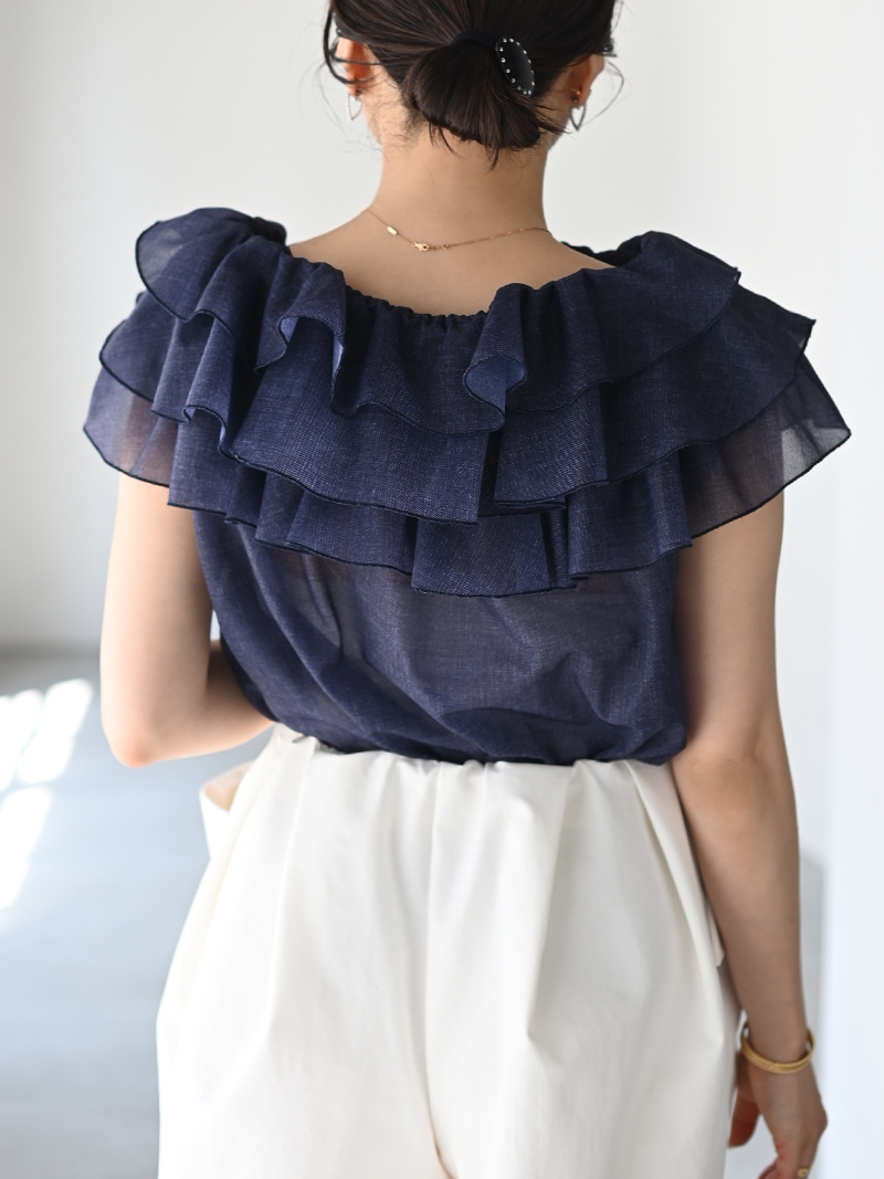 デニムオーガンジートップス | Tops,トップス | | TREFLE＋1（トレフル
