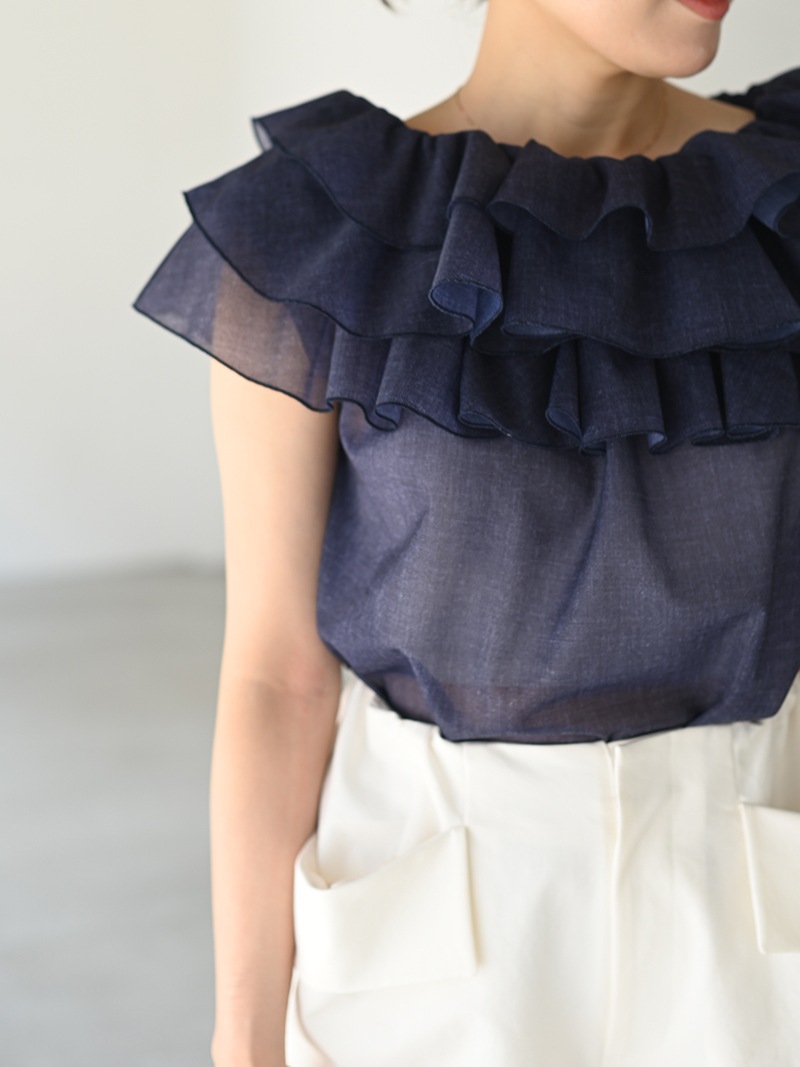 デニムオーガンジートップス | Tops,トップス | | TREFLE＋1（トレフル
