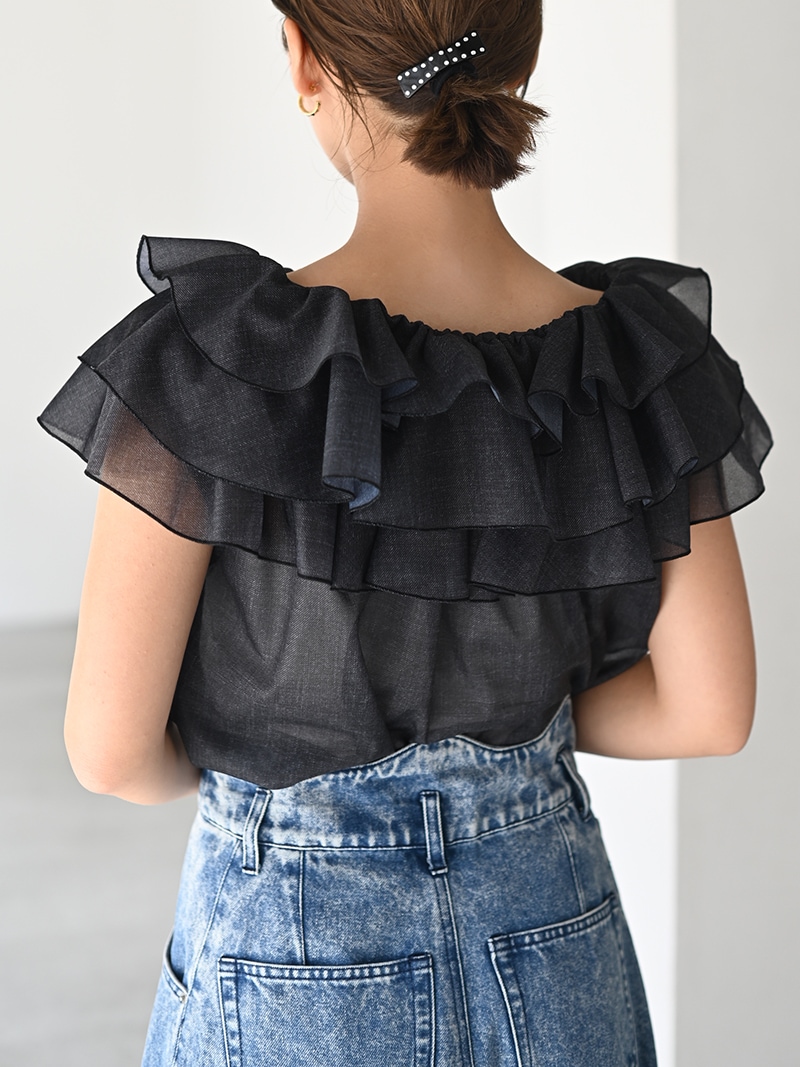 デニムオーガンジートップス | Tops,トップス | | TREFLE＋1（トレフル