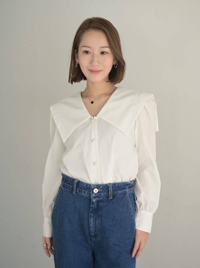 新品・未使用 trefle+1 トレフルプラスワン リボンヨークブラウス