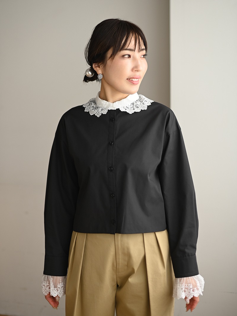 トレフルプラスワン trefle+1 レース襟ブラウス　新品 レース襟ブラウス | Tops,ブラウス | | TREFLE＋1（トレフルプラスワン）