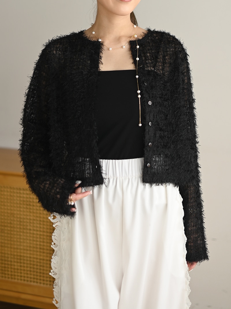 TREFLE+1（トレフルプラスワン）　フェザーチュールカーディガン フェザーチュールカーディガン | Cardigan,長袖 | | TREFLE＋1
