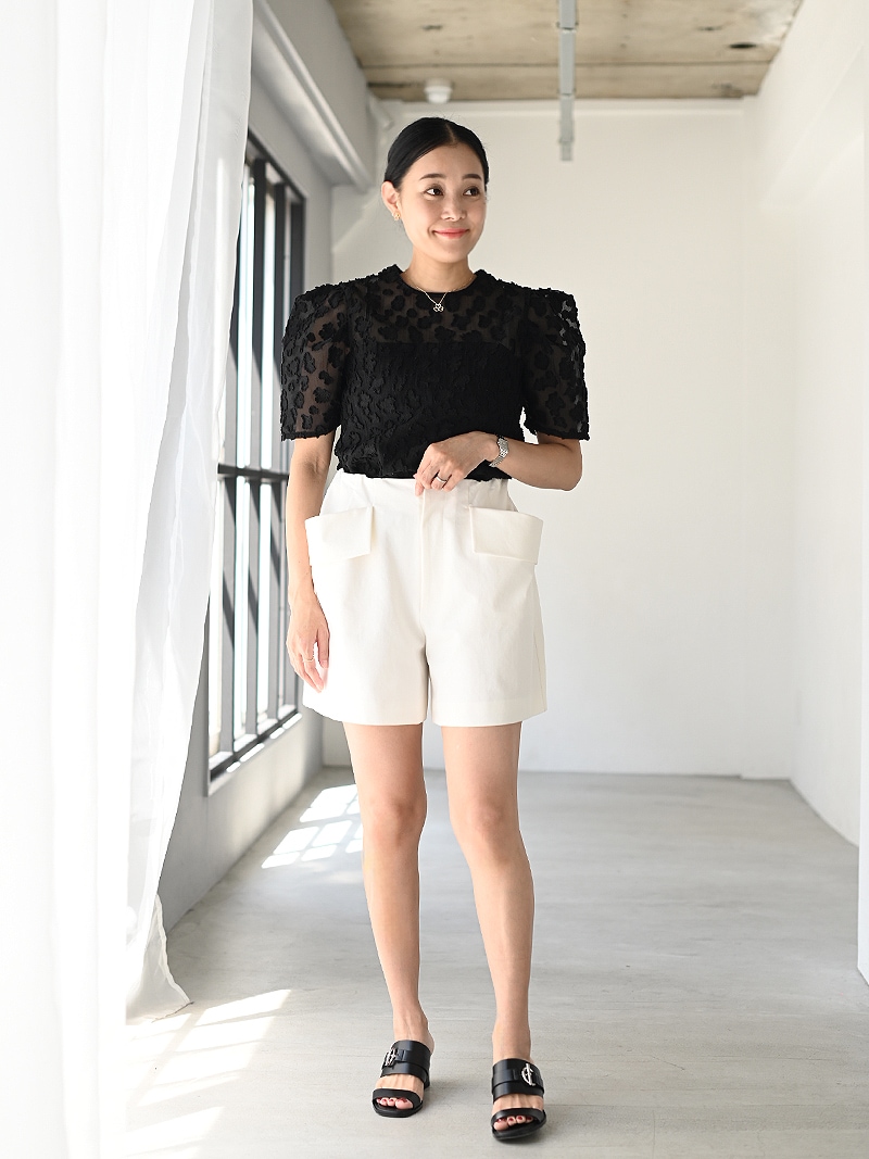 メモリーギャバショートパンツ(WHITE) | Bottoms,ショート