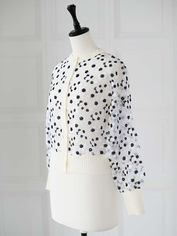 新品TREFLE+1ドットスパンコールカーディガン マーガレットカーディガン | Cardigan,長袖 | | TREFLE+1