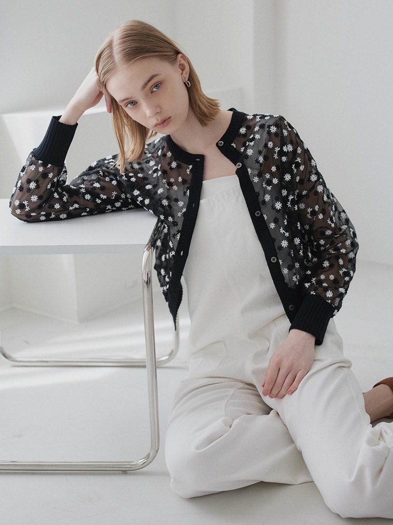 完売品 トレフルプラスワン マーガレット カーディガン　シアー　 シースルー　黒 マーガレットカーディガン | Cardigan,長袖 | | TREFLE＋1（トレフル