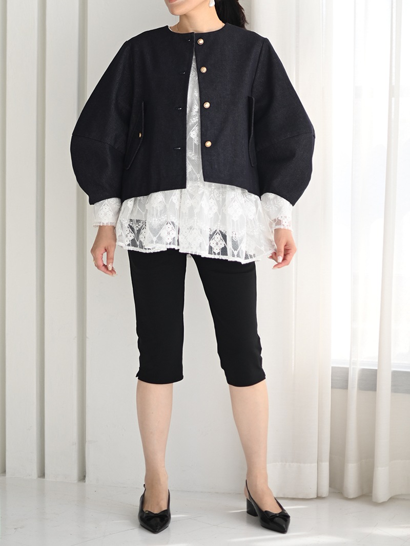 【週末限定】大人気！TREFLE +１　トレフル　プリーツデニムジャケット プリーツデニムジャケット | Outer | | TREFLE＋1（トレフル