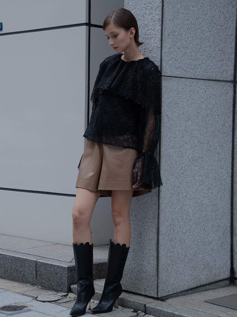 enshia.R】スパンコールレースブラウス(BLACK) | Tops,ブラウス