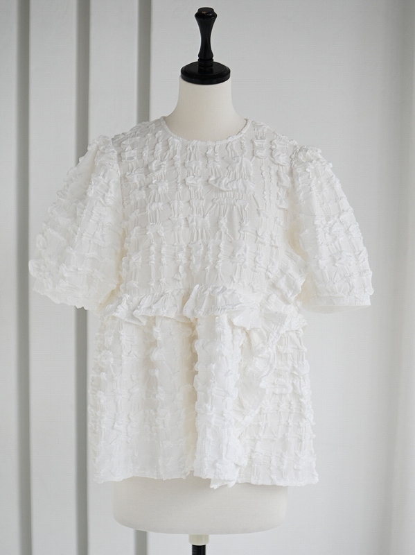 新品　TREFLE+1 ワッフルトップス トレフルプラスワン ブラウス フリル ワッフルトップス | Tops,トップス | | TREFLE＋1（トレフル