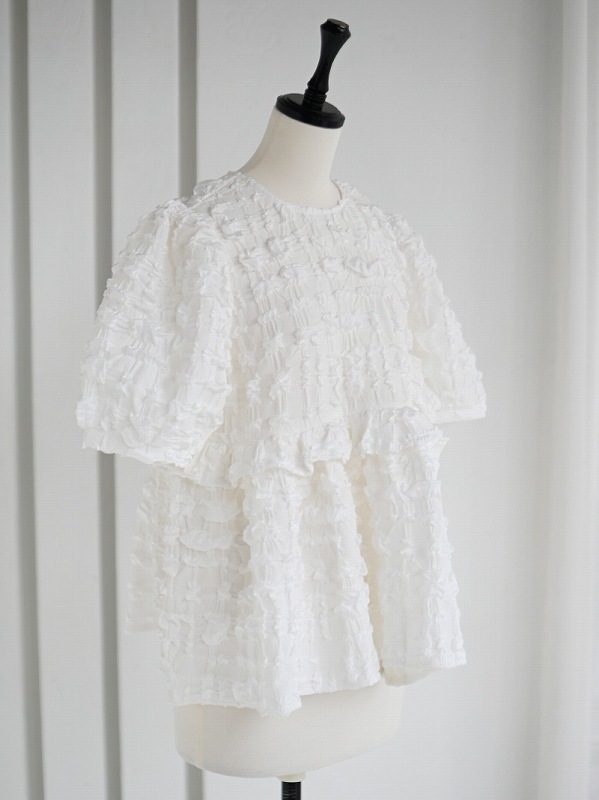 最終価格 試着のみ トレフルプラスワン ワッフルブラウス ホワイト ワッフルトップス | Tops,トップス | | TREFLE＋1（トレフル