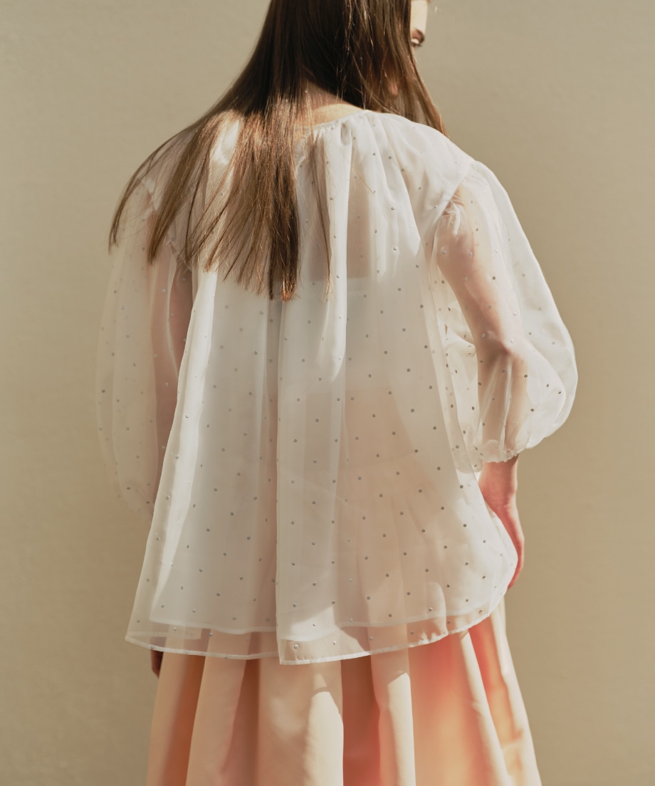 【新品未使用】トレフルプラスワン　enshia.Rドットブライズトップス enshia.R】ドットブライズトップス(WHITE) | Tops,トップス