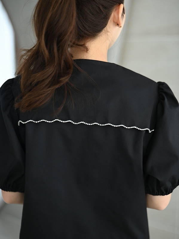 スカラップビジューブラウス～半袖 | Tops,ブラウス