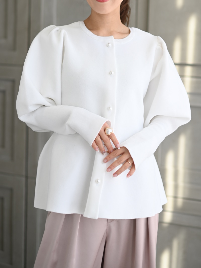 まま♡trefle+1 トレフルプラスワン ペプラムカーディガン ホワイト trefle+1 ペプラムカーディガン ホワイト トレフルプラスワン ペプラム