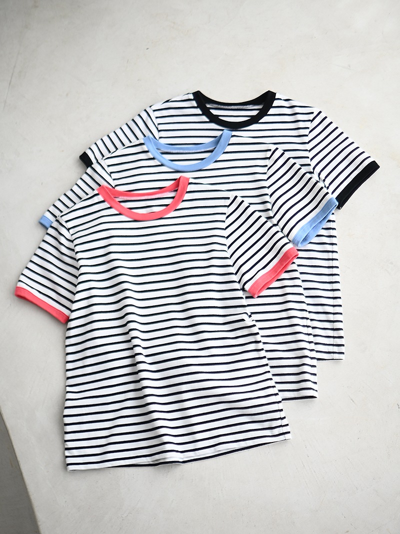 トレフルプラスワン ラメボーダーカットソー半袖 ブルー ラメボーダーカットソー~半袖 | Tops,Tシャツ | | TREFLE+1