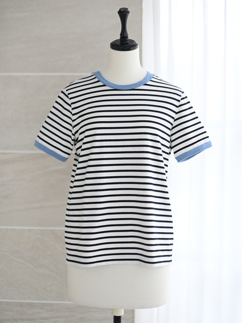 トレフルプラスワン ラメボーダーカットソー半袖 ブルー ラメボーダーカットソー~半袖 | Tops,Tシャツ | | TREFLE+1