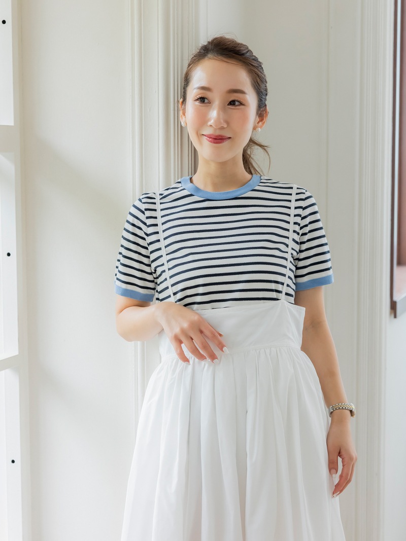 TREFLE＋1 トレフルプラスワン　ラメボーダーカットソー　ピンク ラメボーダーカットソー～半袖 | Tops,Tシャツ | | TREFLE＋1