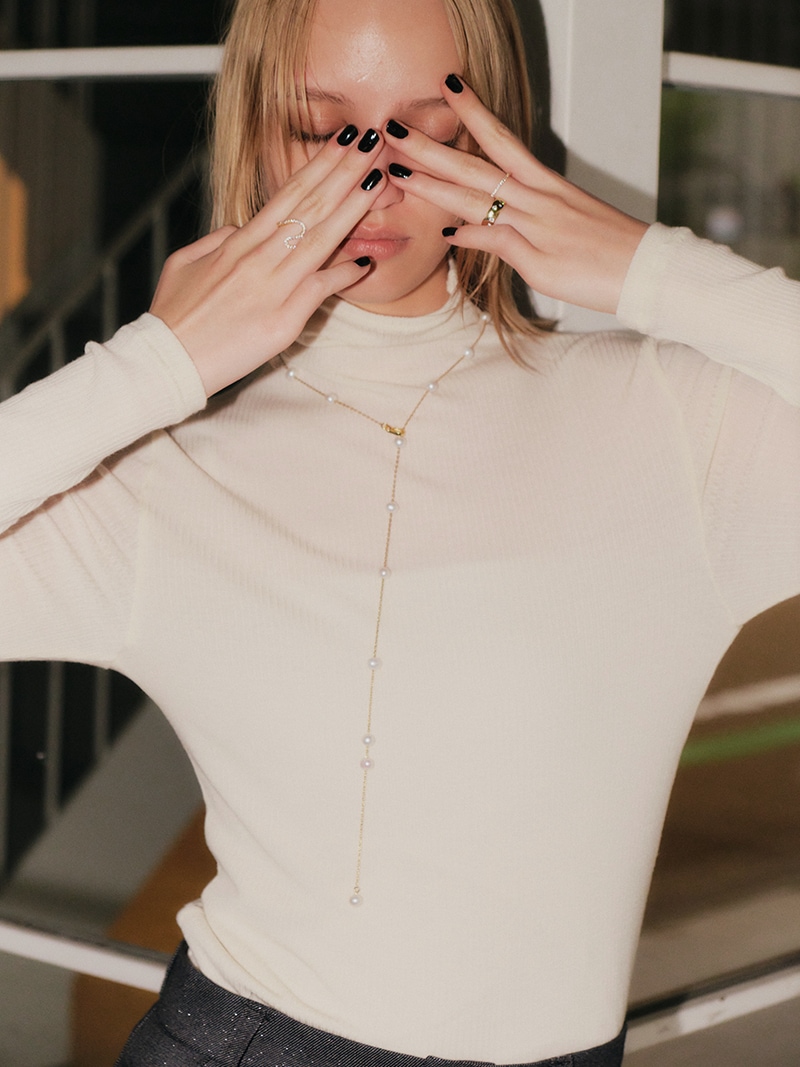 カシミヤシルクリブニット(WHITE) | Tops,ニット | | TREFLE＋1