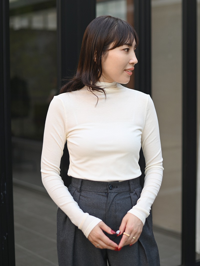 カシミヤシルクリブニット(WHITE) | Tops,ニット | | TREFLE＋1