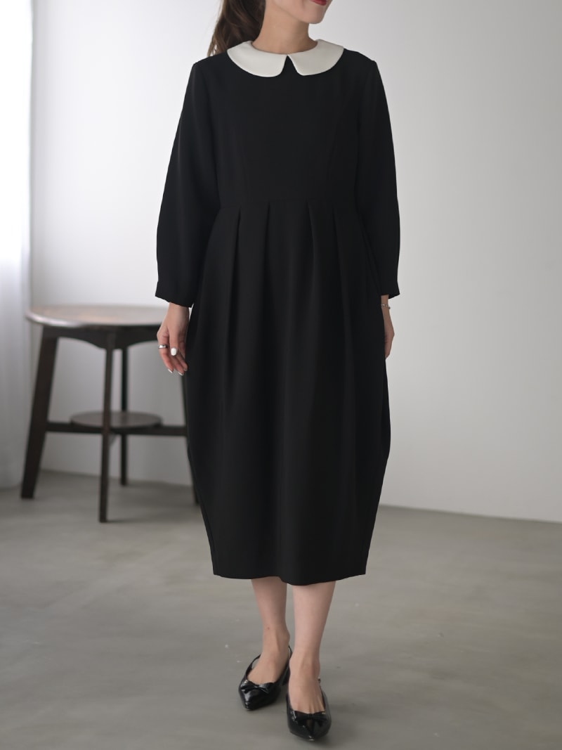 プリーツプリーズ　コクーンシルエット　ワンピース　ブラック 10041005_615a5369b4e6e.jpg?v=