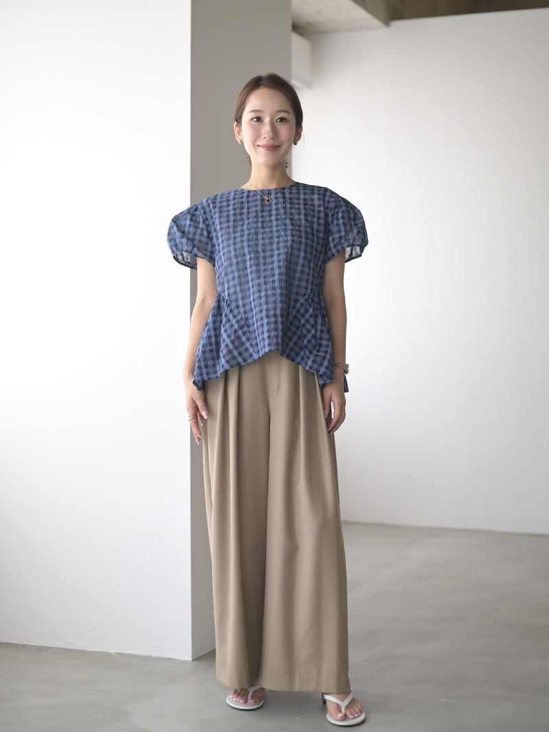 未使用 TREFLE+1 トレフル オーガンジートップス シアー ペプラム シアーチェックペプラムトップス | Tops,ブラウス | | TREFLE＋1