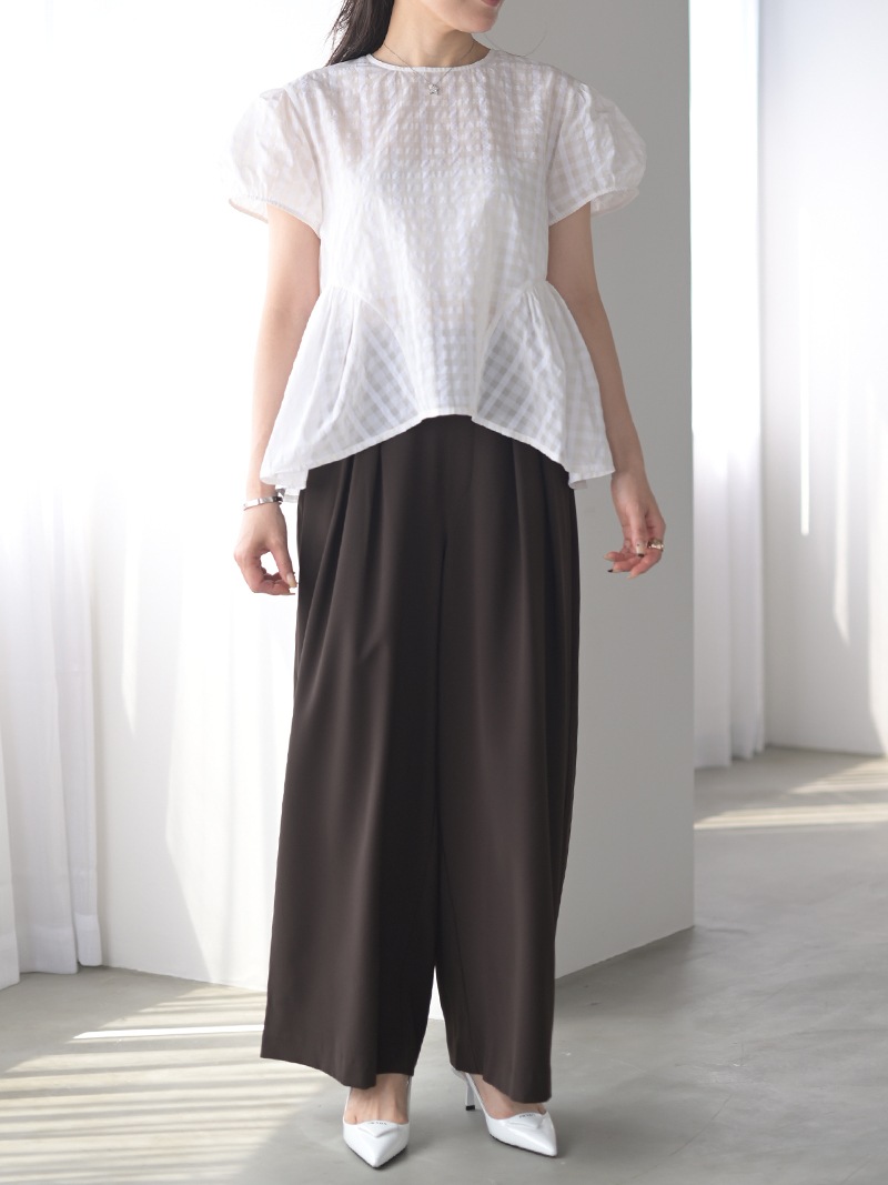 シアーチェックペプラムトップス | Tops,ブラウス | | TREFLE＋1