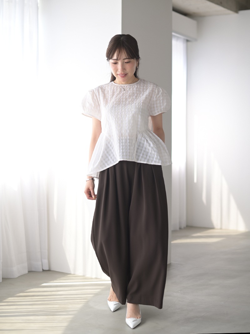シアーチェックペプラムトップス | Tops,ブラウス | | TREFLE＋1