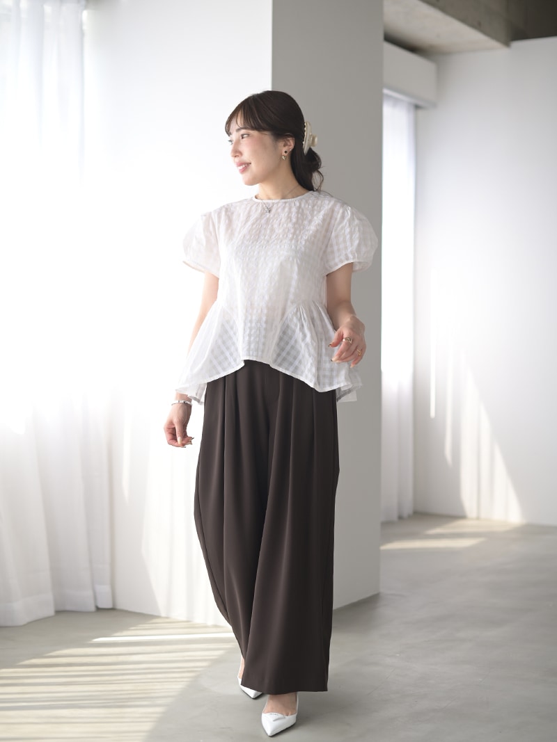 シアーチェックペプラムトップス | Tops,ブラウス | | TREFLE＋1