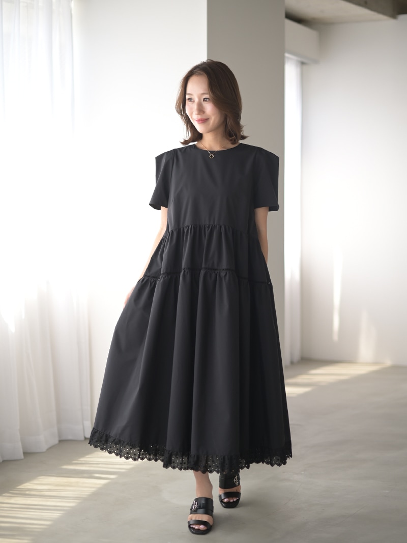 未使用　トレフルプラスワン　フェアリーレースワンピース　ブラック　結婚式 撥水レースワンピース | Onepiece,半袖 | | TREFLE＋1（トレフルプラス