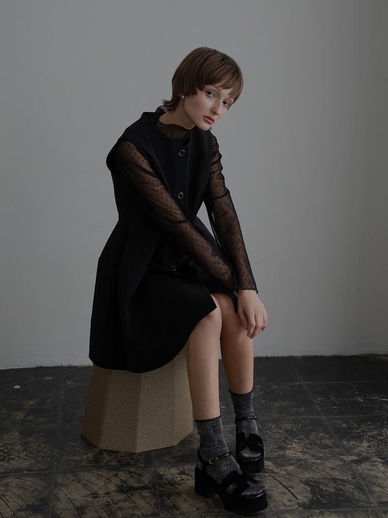TREFLE+1 トレフルプラスワン　オーガンジートップス ブラック ドットオーガンジートップス | Tops,トップス | | TREFLE＋1