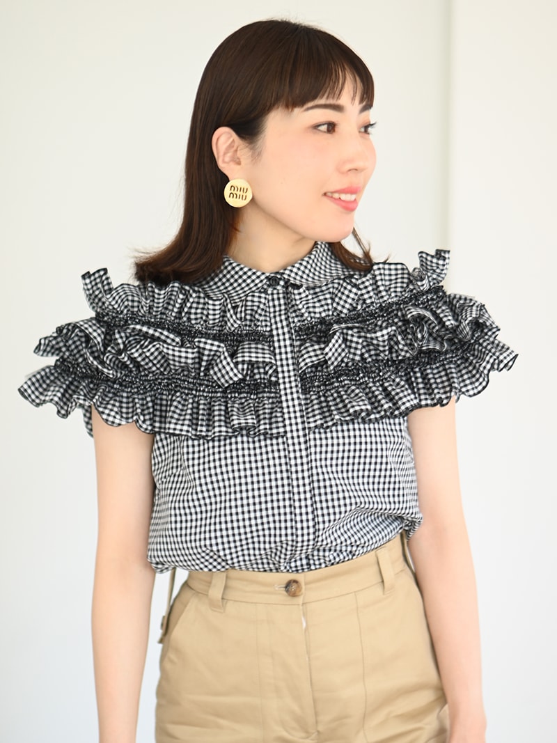TREFLE＋1 】トレフルプラスワン HANAブラウス(gingham