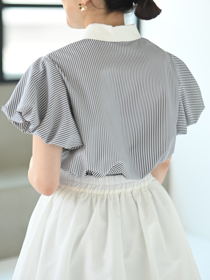 【美品】トレフルプラスワン　袖バルーンブラウス　ストライプ 袖バルーンブラウス | Tops,ブラウス | | TREFLE＋1（トレフル