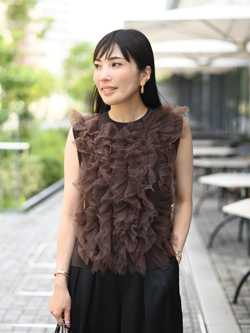 トレフルプラスワン チュールニット ブラウン Wチュールニット | Tops,ニット | | TREFLE+1(トレフルプラス