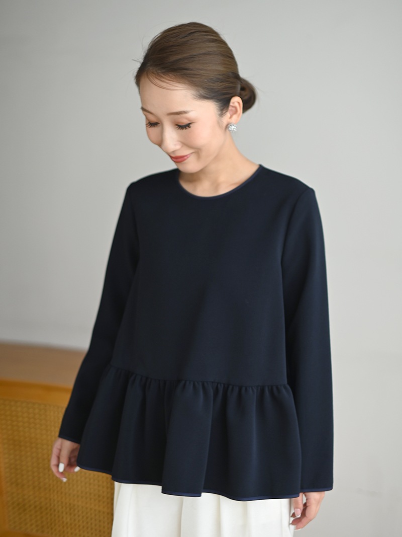 【新品】trefle+1 ブラック フリル付き 半袖トップス 新品】trefle+1 ブラック フリル付き 半袖トップス