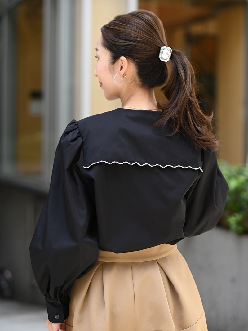 TREFLE＋1 スカラップオフショルトップス トレフルプラスワン trefle-plus1 スカラップオフショルトップス