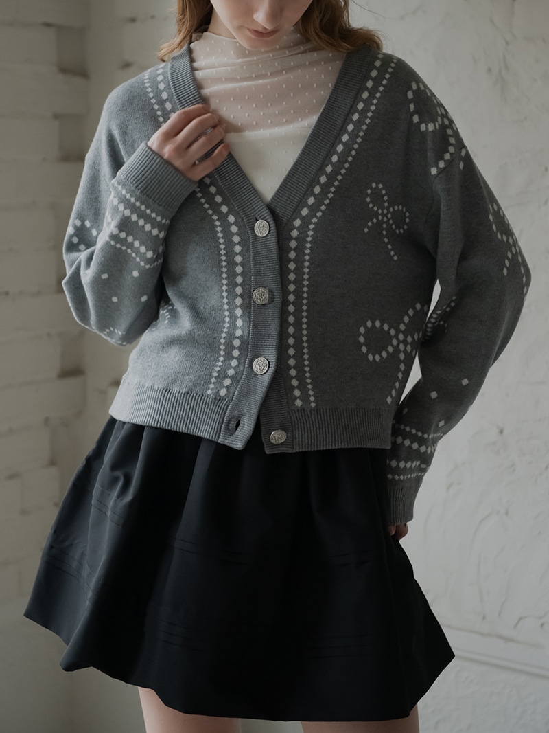 リボンジャガードカーディガン | Cardigan,長袖 | | TREFLE＋1