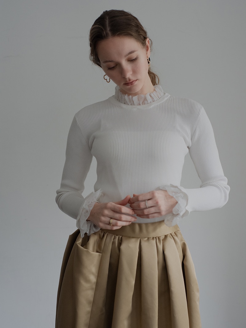 トレフルプラスワン trefle-plus1 スカラップオフショルトップス trefle+1 スカラップオフショルトップス