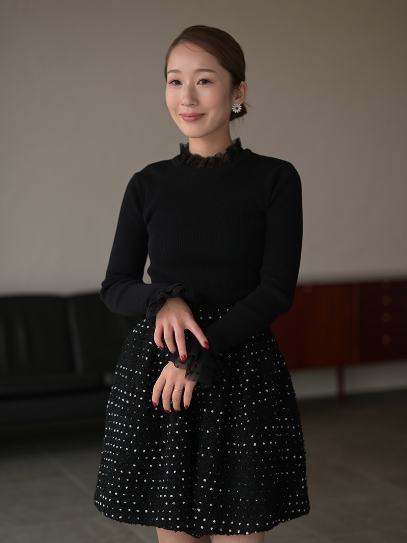 限定値下✨【新品】トレフルプラスワン　フリルドットチュールワンピース　長袖　M 限定値下✨【新品】トレフルプラスワン フリルドットチュール