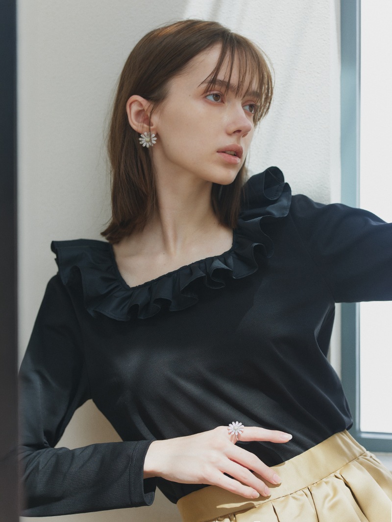 ラッフルフリルトップス(BLACK) | Tops,トップス | | TREFLE＋1